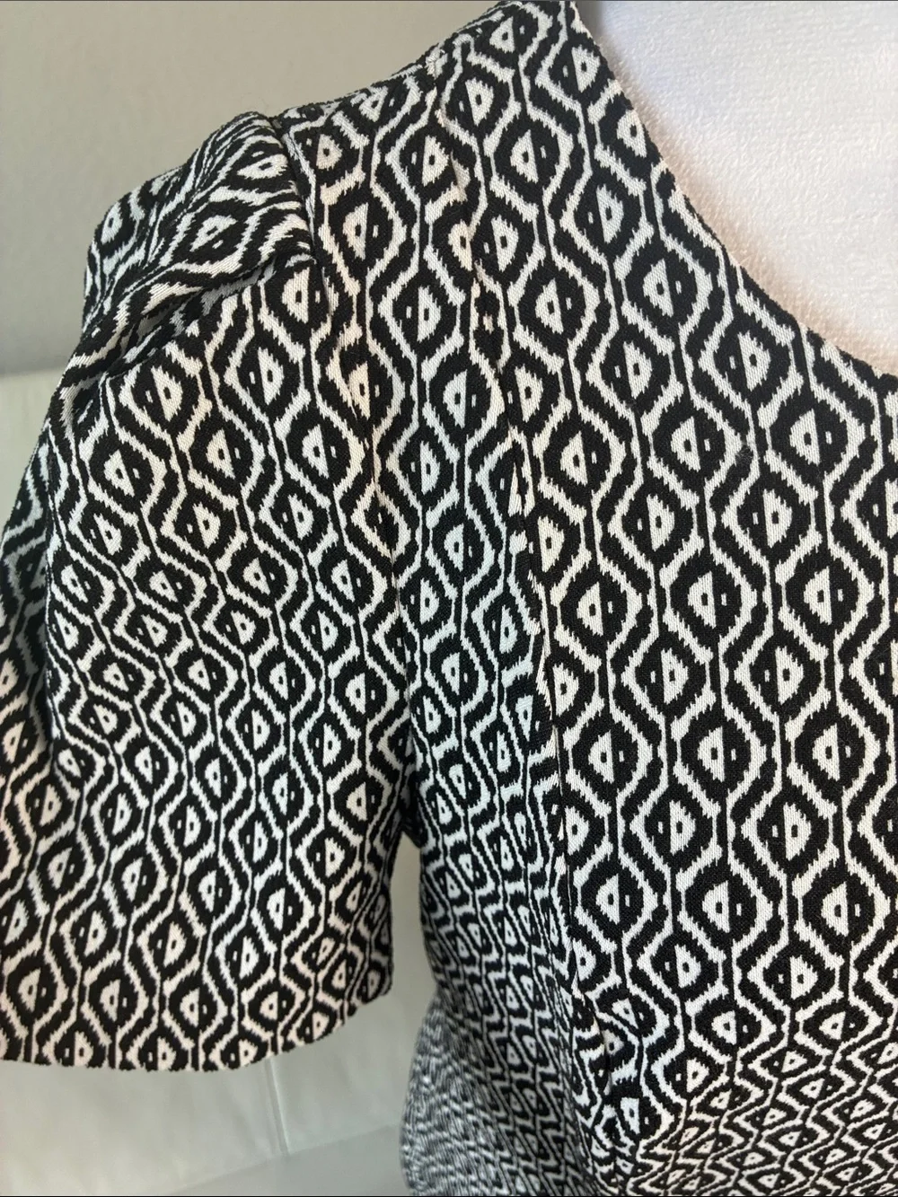 Calvin Klein Black & White Geometric Midi Dress